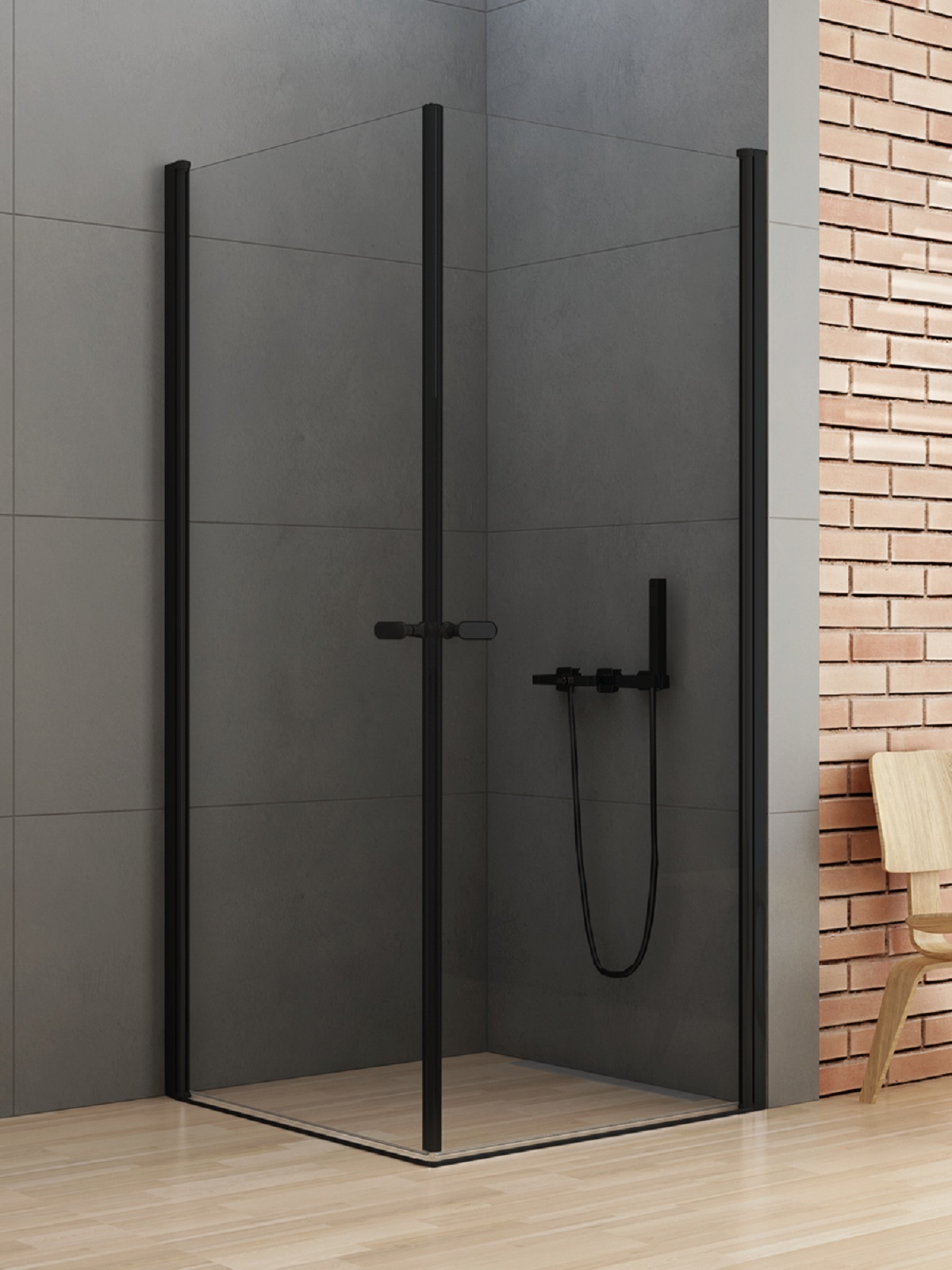 New Trendy New Soleo Black kabina prysznicowa 70x80 cm prostokątna czarny mat/szkło przezroczyste D-0229A/D-0230A