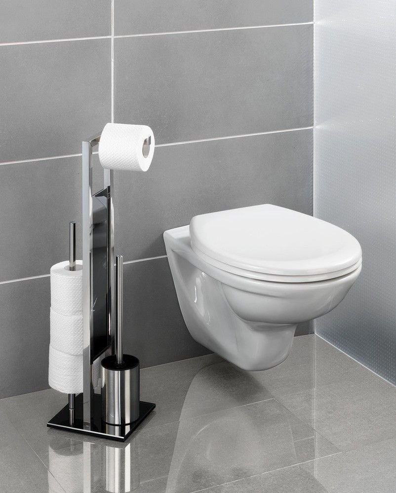 Wenko Rivalta stojak na papier toaletowy z uchwytem i szczotką do WC czarny/srebrny 22983100 - Wysyłka w 24h