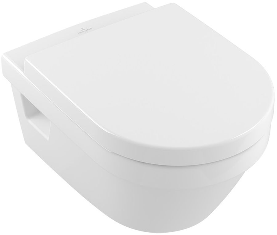 Villeroy & Boch Architectura combi-Pack zestaw miska WC wisząca bez kołnierza CeramicPlus z deską wolnoopadającą Weiss Alpin 5684HRR1 - Wysyłka w 24h
