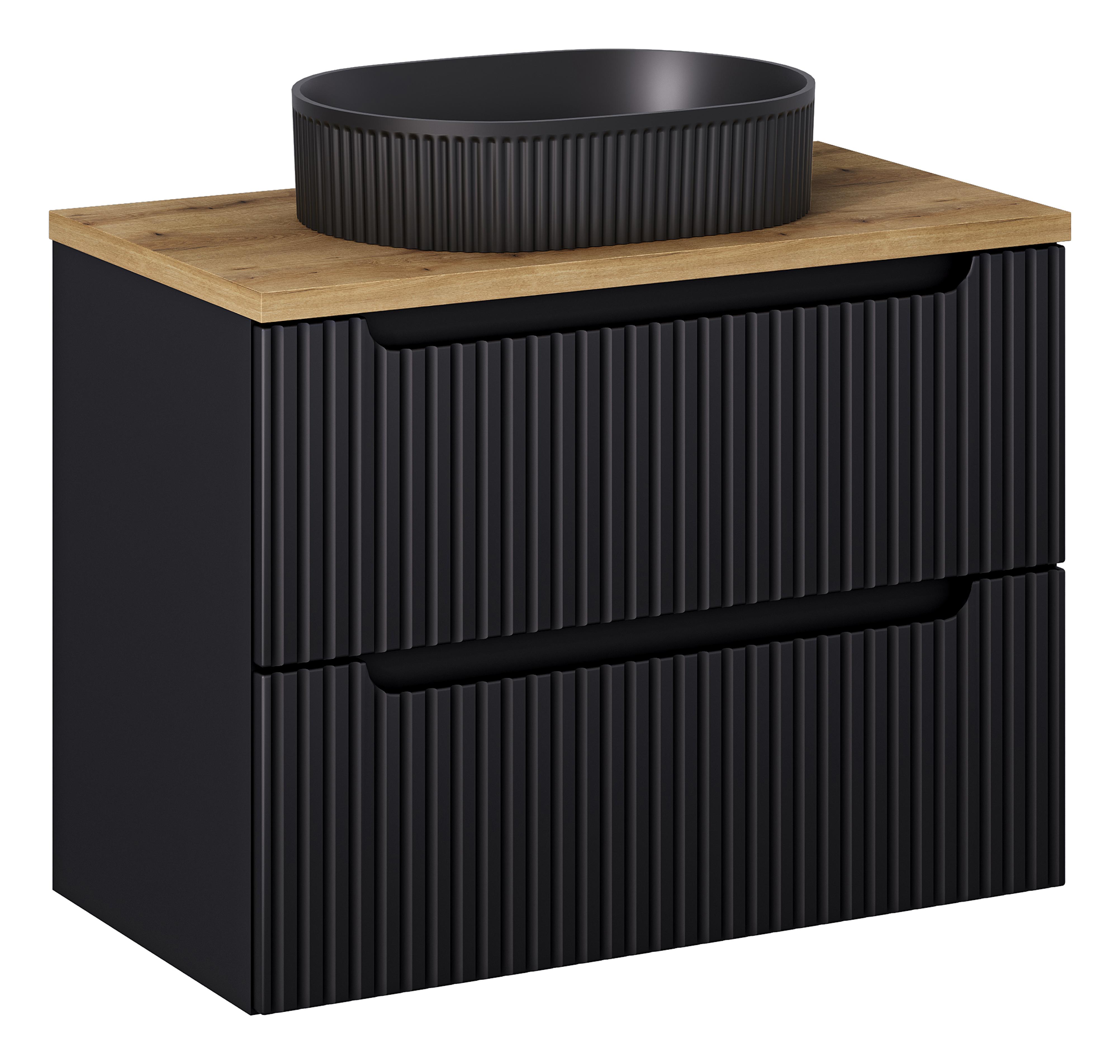 Zestaw Comad Nova Black szafka 80x39x57 cm podumywalkowa wisząca z blatem i umywalką czarna SET-NOB B OAK 80CM S UN BEYOND 5 BM - Wysyłka w 24h