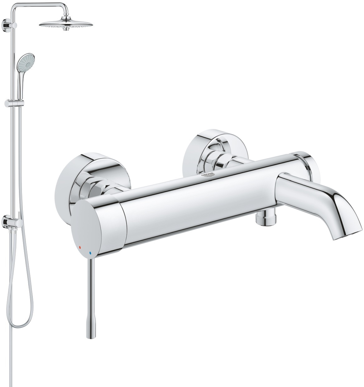 Zestaw Grohe Essence bateria wannowo-prysznicowa i zestaw prysznicowy z deszczownicą Euphoria System 260 chrom (33624001, 27421002) - Wysyłka w 24h