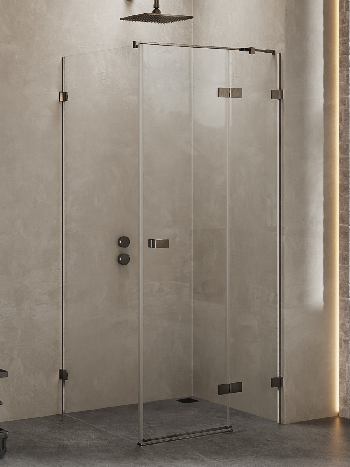 New Trendy Avexa kabina prysznicowa 90x120 cm prostokątna prawa gunmetal szczotkowany/szkło przezroczyste EXK-3359