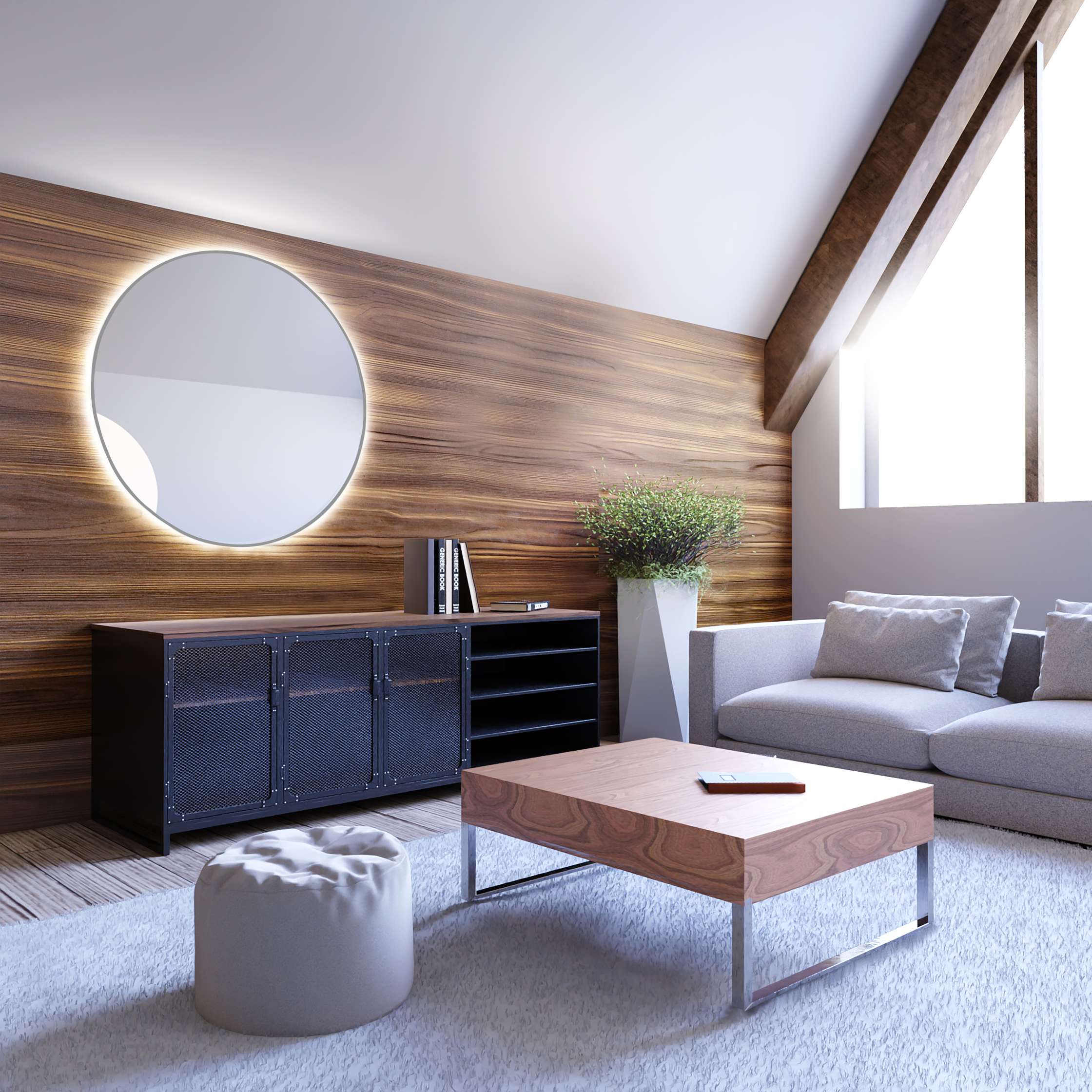Smartwoods Bright lustro 100 cm okrągłe z oświetleniem LED srebrne barwa światła neutralna - Wysyłka w 24h