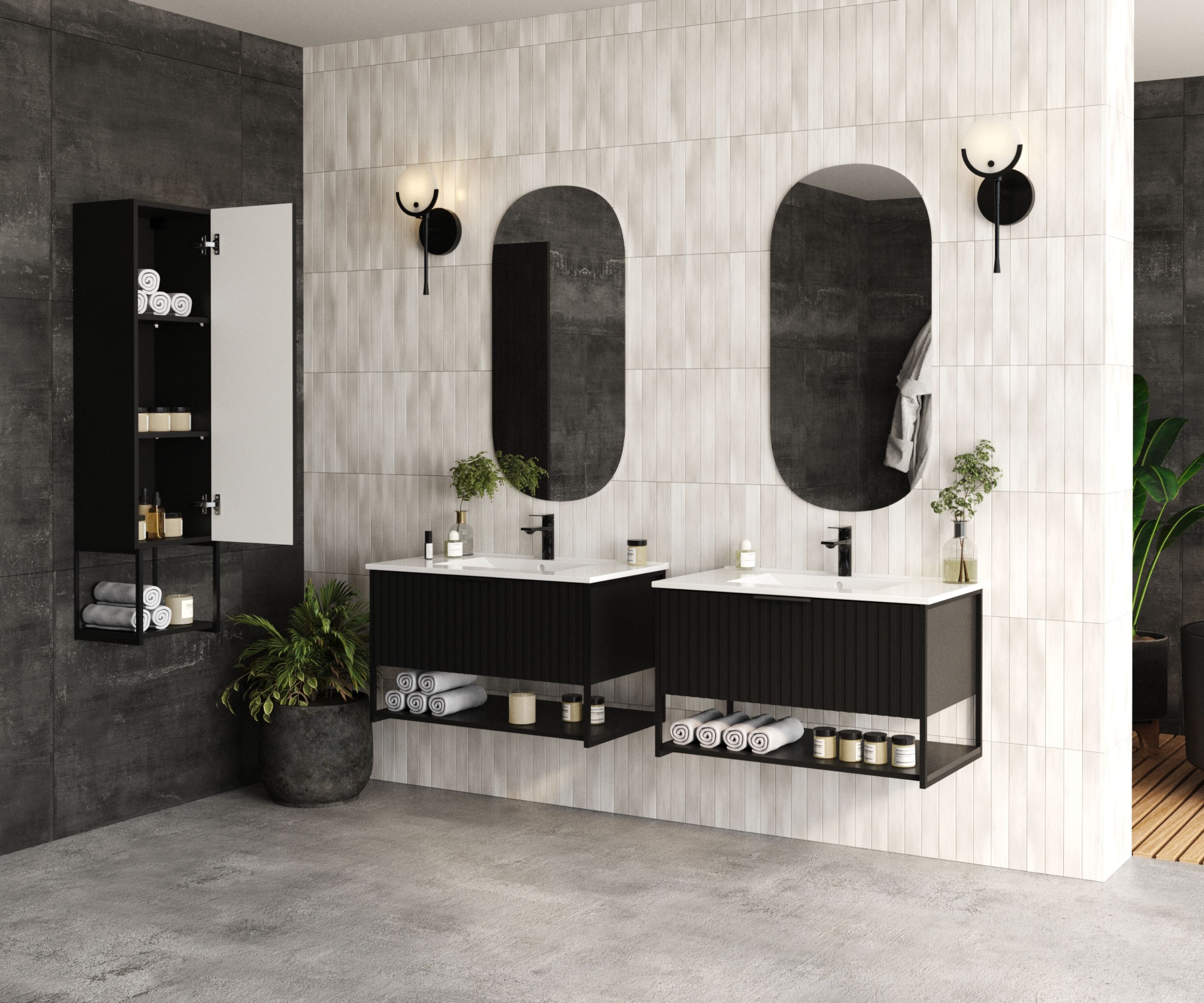 Strama Turf szafka 59,5x46x47,5 cm podumywalkowa wisząca czarna 24.102.88