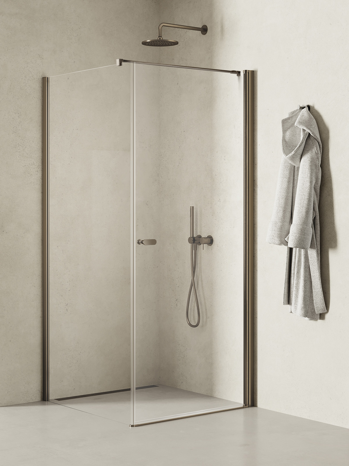 New Trendy New Soleo Gunmetal Brushed kabina prysznicowa 90x120 cm prostokątna grafitowy szczotkowany/szkło przezroczyste K-2142-WP