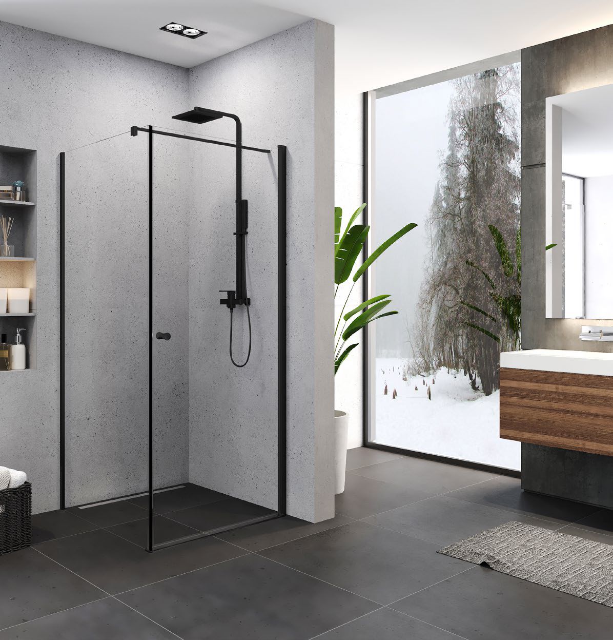 New Trendy Superia Black kabina prysznicowa 80 cm kwadratowa czarny mat/szkło przezroczyste K-0590