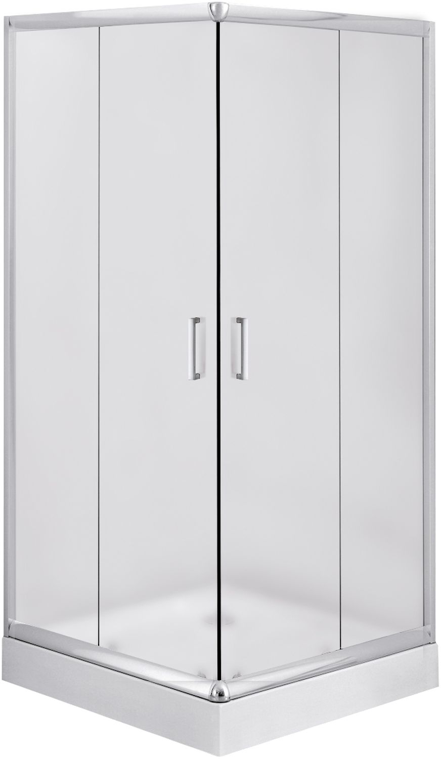 Zestaw Deante Funkia kabina prysznicowa 90 cm kwadratowa z brodzikiem Corner i syfonem chrom/szkło szronione (KYC641K, KTC041B, NHC025C)