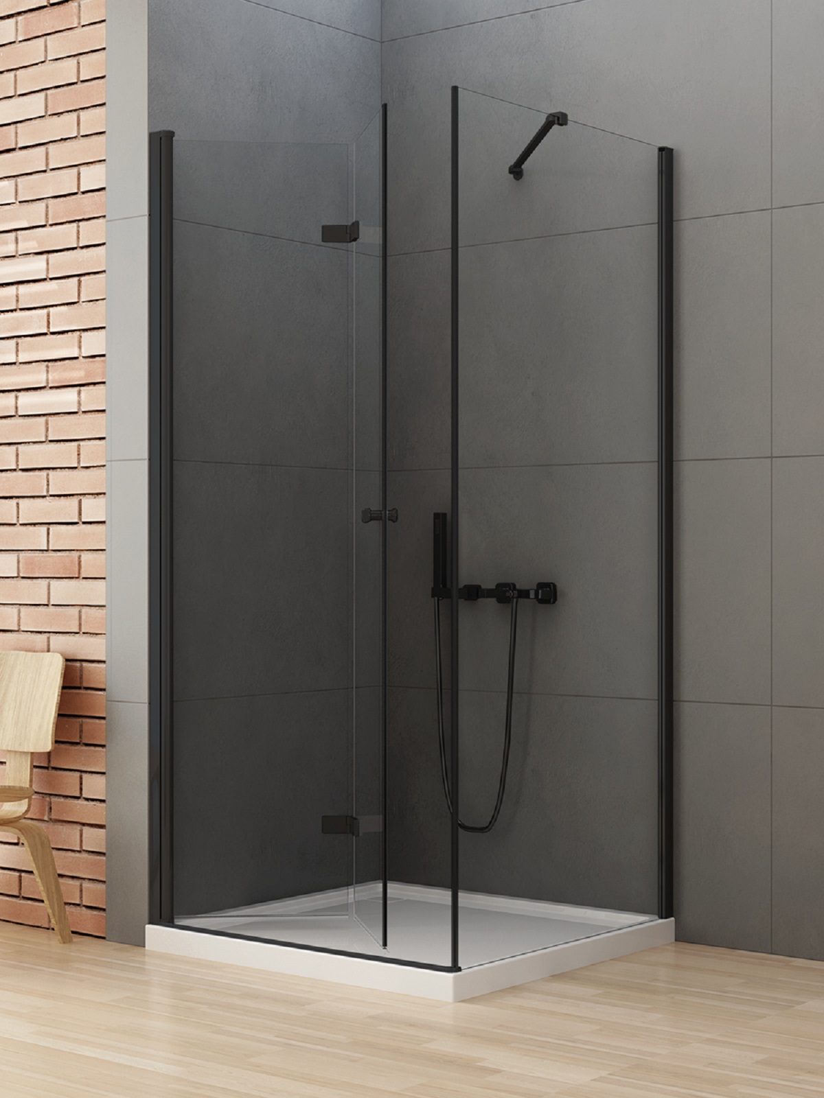 New Trendy New Soleo Black kabina prysznicowa 70x80 cm prostokątna lewa czarny mat/szkło przezroczyste D-0233A/D-0114B