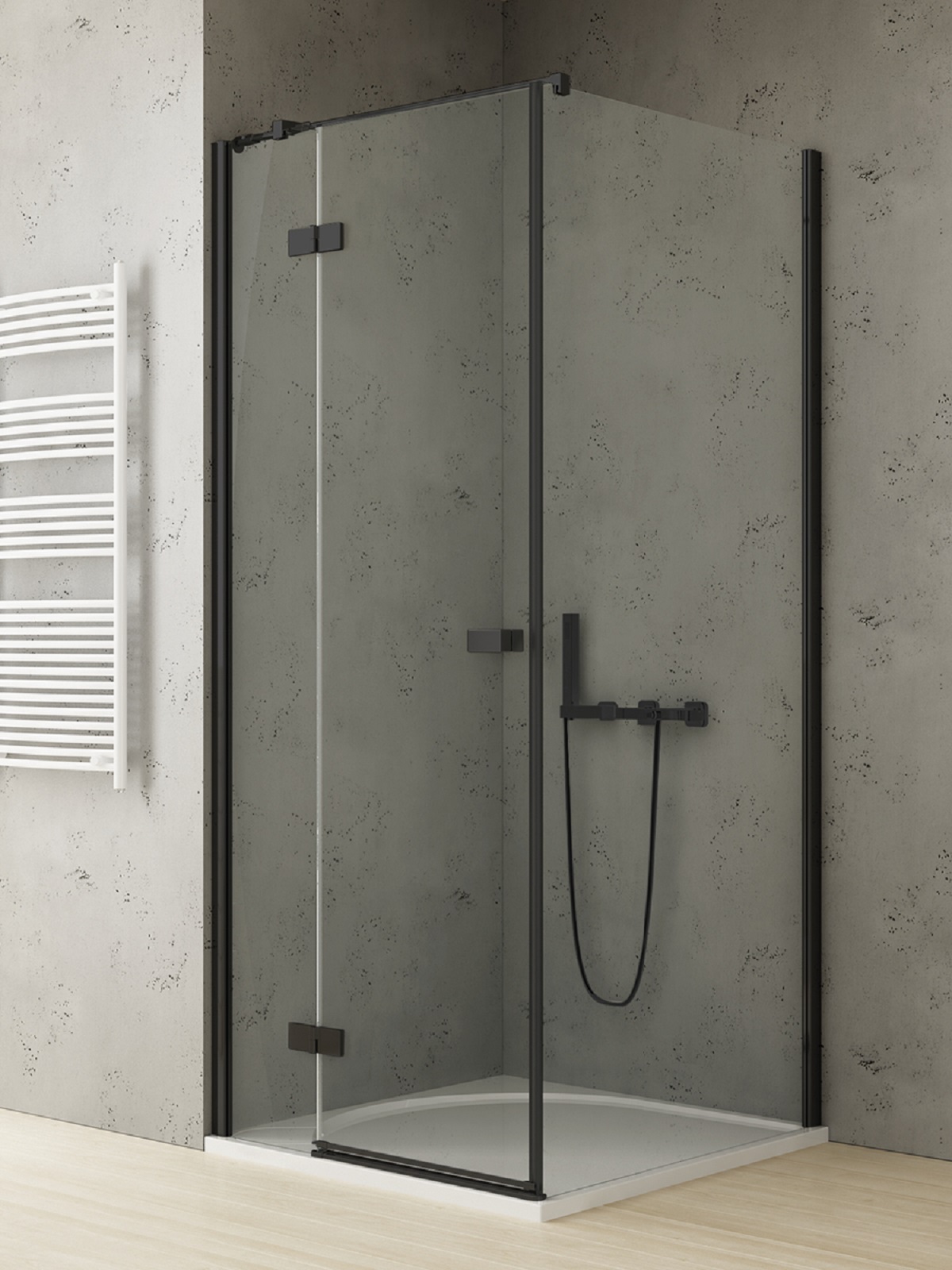 New Trendy Reflexa Black kabina prysznicowa 100x90 cm lewa czarny mat/szkło przezroczyste EXK-4940