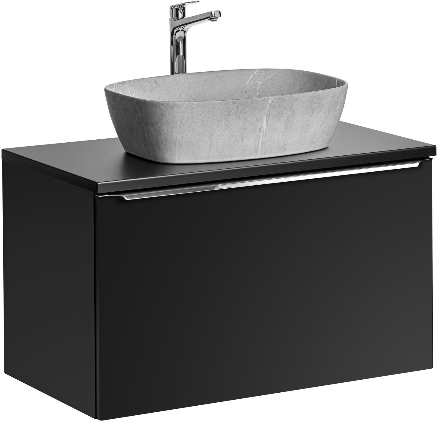 Zestaw meblowy Santa Fe Black szafka podumywalkowa 80 cm czarna z blatem i umywalką Anna SET-SFBL B 80CM UN. ANNA MH1