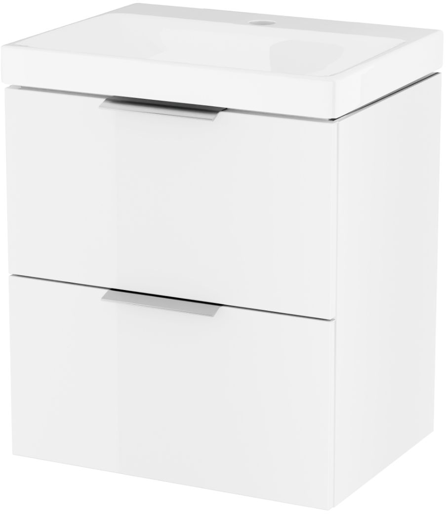 Zestaw Excellent Blanko umywalka z szafką 50 cm i uchwytami meblowymi biały połysk/chrom MLEX.6317.KPL.490.WHCR - Wysyłka w 24h