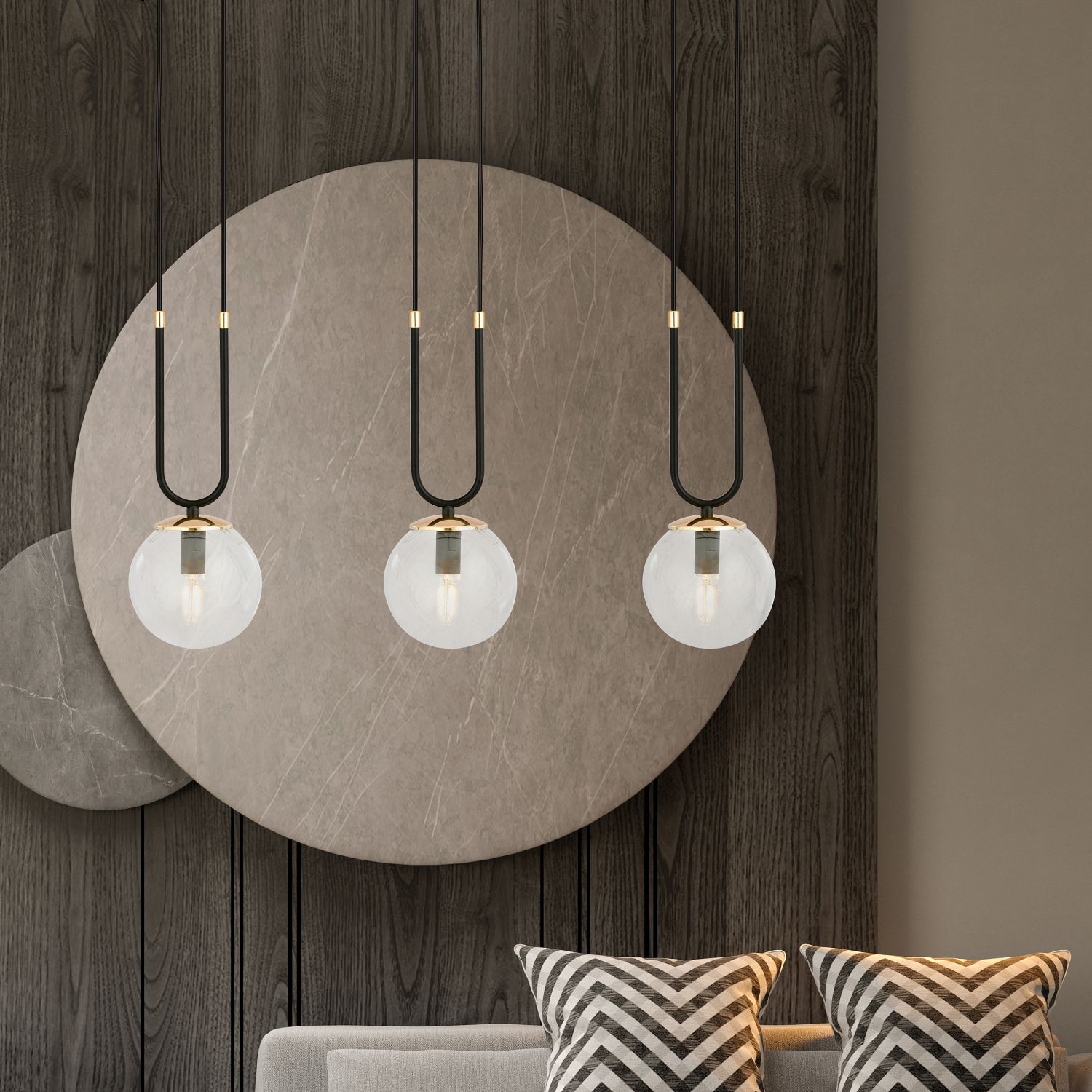 Emibig Glam lampa wisząca 3x10 W czarna-przezroczysta 1114/3