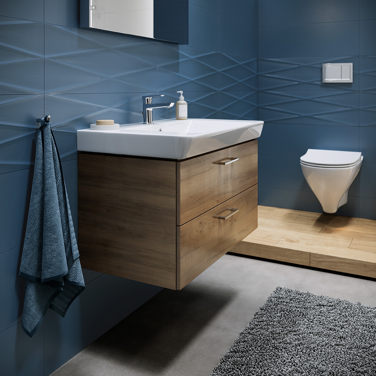 Cersanit Mille Slim umywalka z szafką Lara 60 cm orzech S801-319-DSM - Wysyłka w 24h