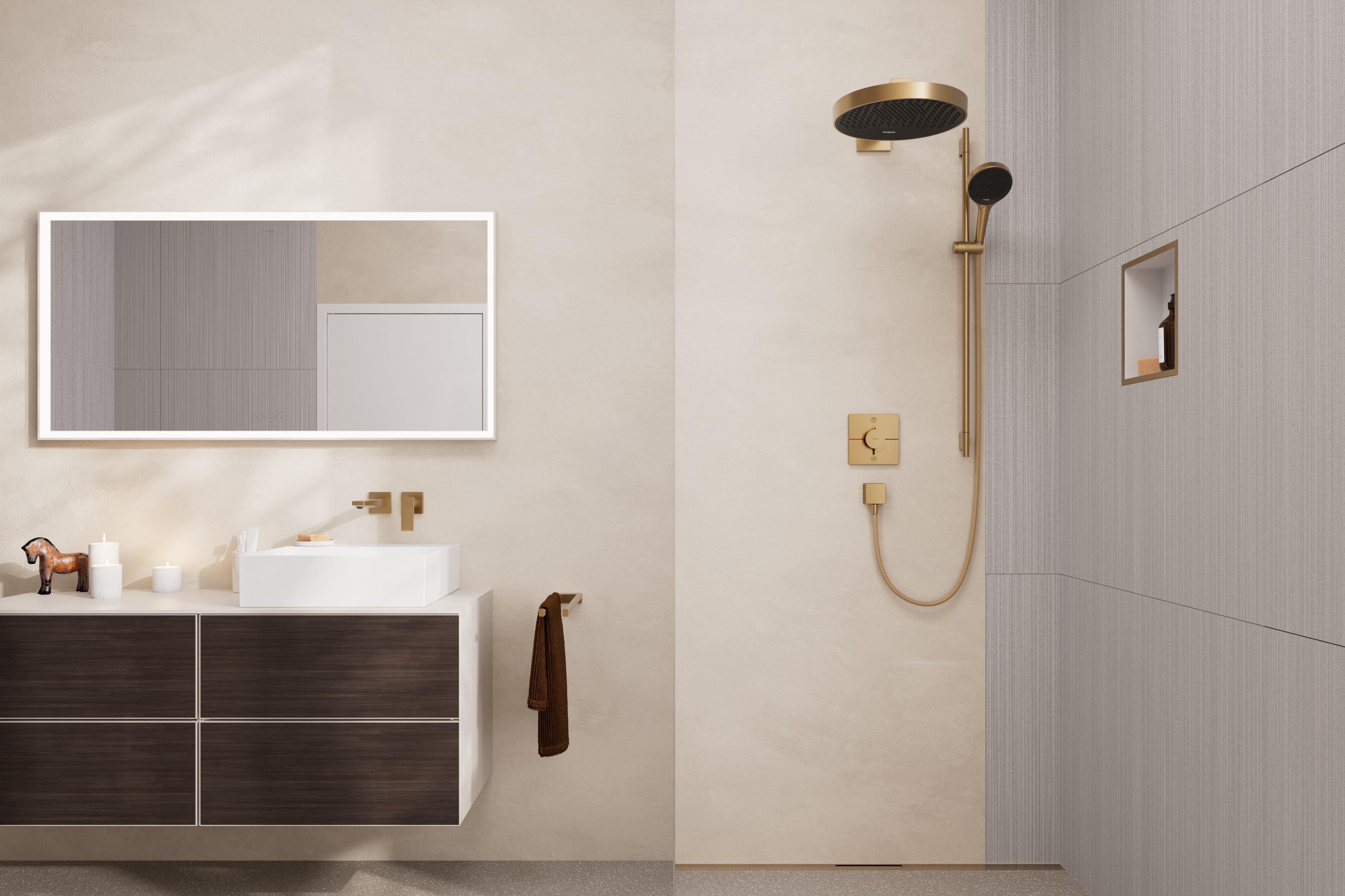 Hansgrohe Rainfinity S Puro zestaw prysznicowy z drążkiem brąz szczotkowany 28743140