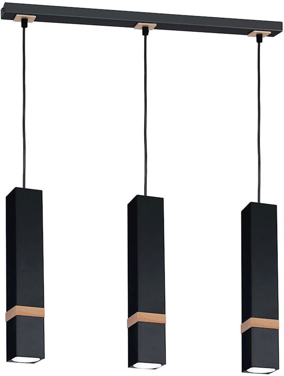 Milagro Vidar Black lampa wisząca 3x8W czarno/drewniana MLP5404 - Wysyłka w 24h