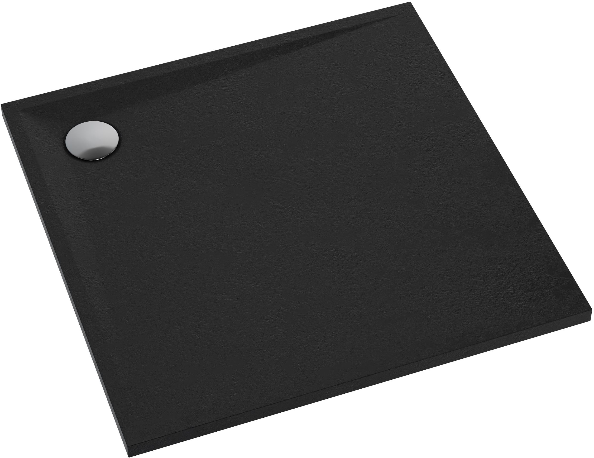 Omnires Stone brodzik 80x80 cm kwadratowy kompozyt czarny mat STONE80/KBL