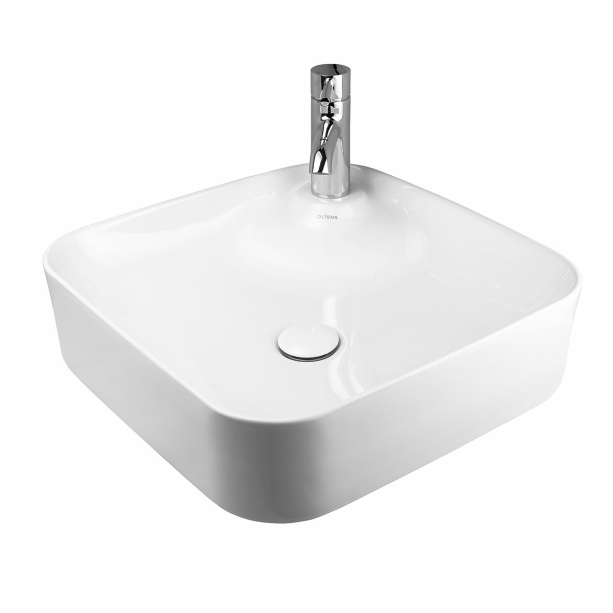 Oltens Lysake umywalka 42,5 cm nablatowa kwadratowa z powłoką SmartClean biała 41808000 - Wysyłka w 24h