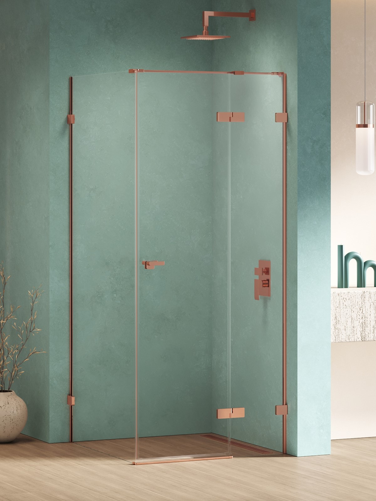 New Trendy Eventa Copper Shine kabina prysznicowa 90x120 cm prostokątna prawa miedź połysk/szkło przezroczyste EXK-6411
