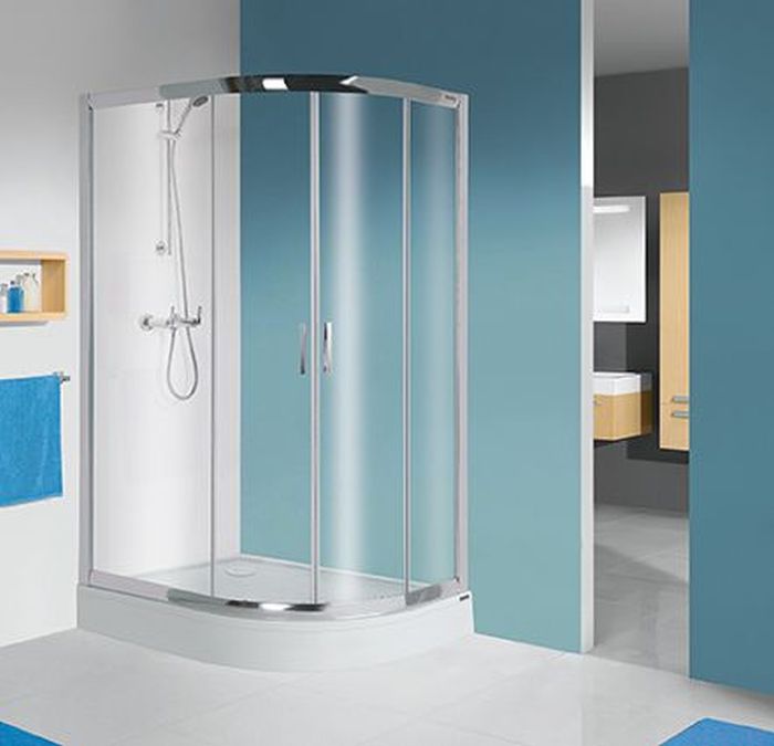 Sanplast TX kabina prysznicowa 80x100 cm asymetryczna z brodzikiem srebrny mat/szkło Sitodruk W15 602-271-0290-39-231