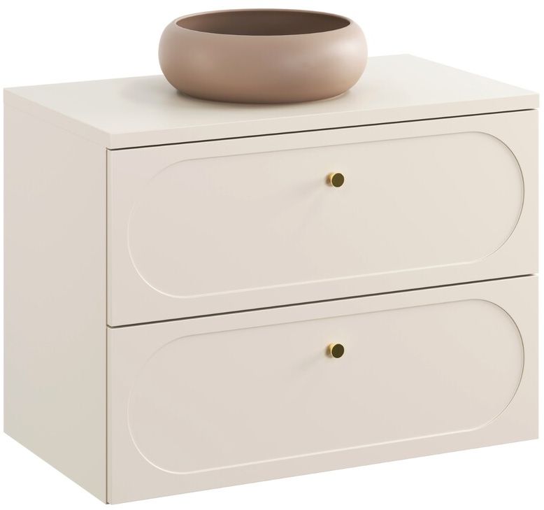 Zestaw Comad Donna Sand umywalka z szafką 80 cm nablatowa okrągła beż piaskowy SET-DS B SAND 80CM UN WIKI MC