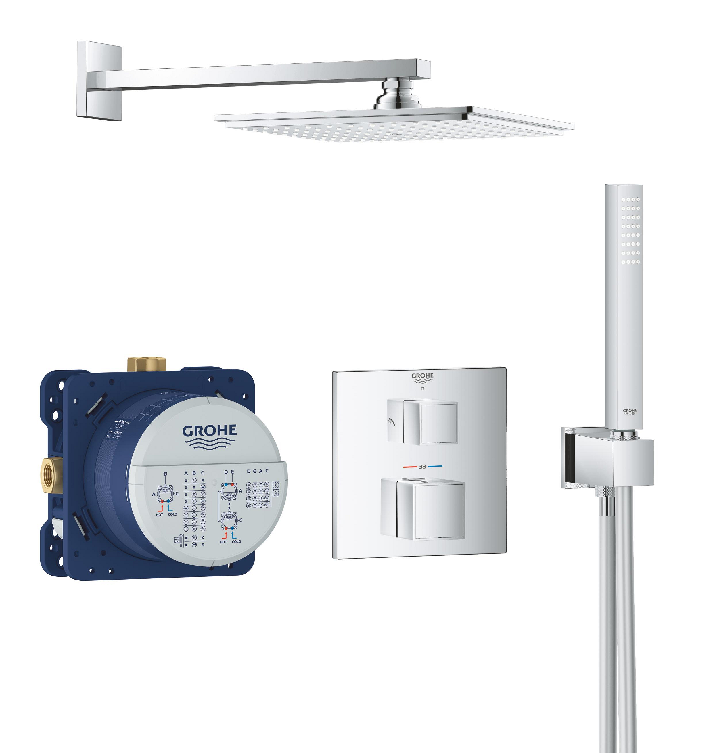Grohe Grohtherm Cube zestaw prysznicowy podtynkowy termostatyczny z deszczownicą StarLight Chrome 34741000 - Wysyłka w 24h