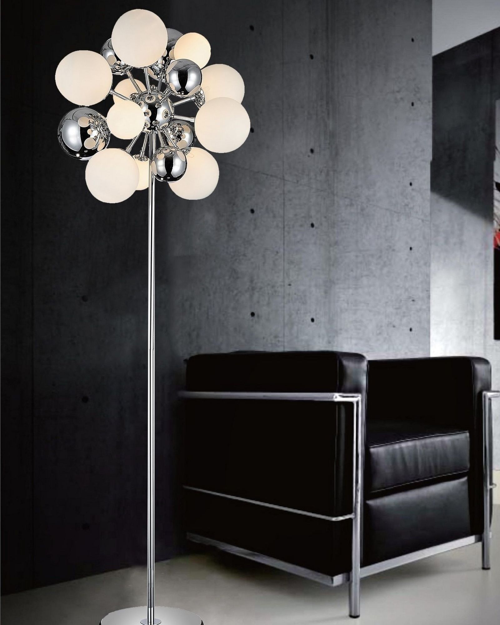 Lumina Deco Galaksida lampa stojąca 10x10W chrom/biała LDF8565