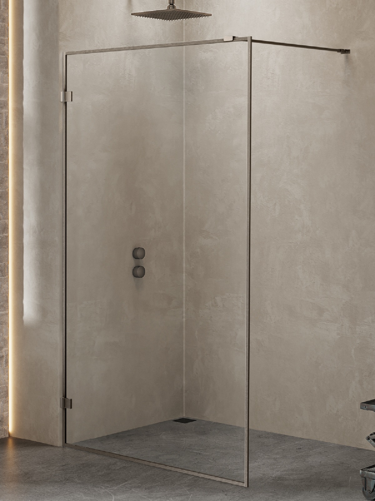 New Trendy Avexa Walk-In ścianka prysznicowa 120 cm wolnostojąca gunmetal szczotkowany/szkło przezroczyste EXK-3514