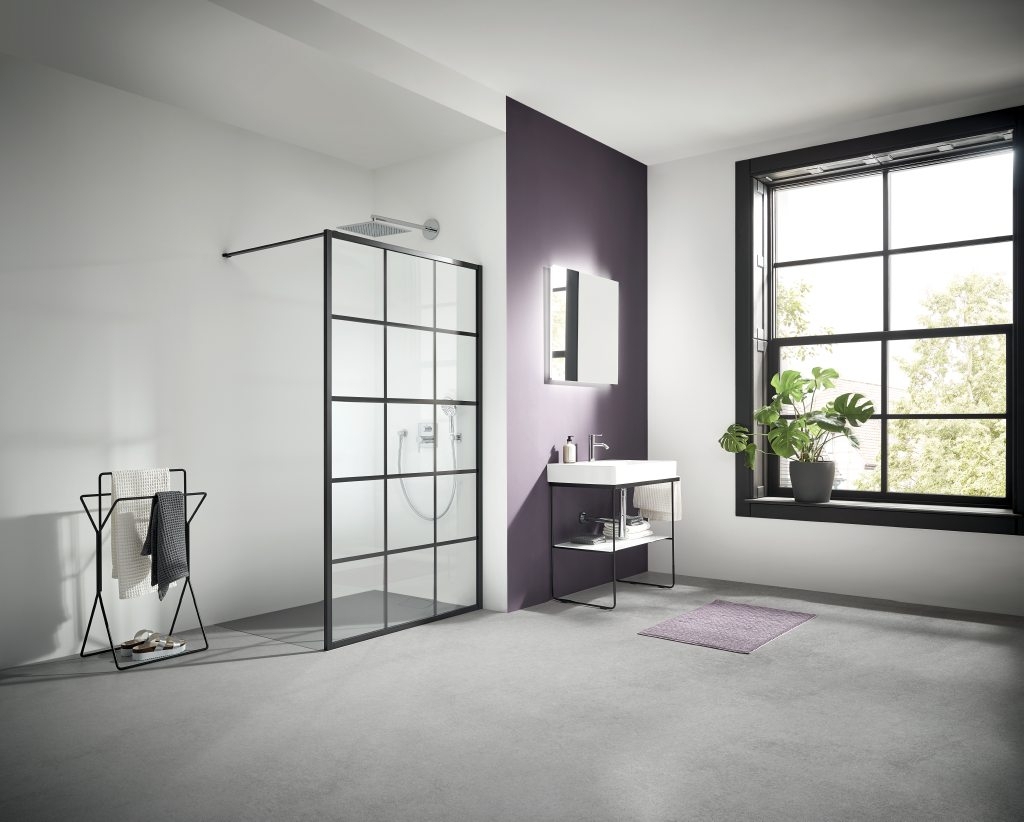 Kermi Walk-In XD WW1 Walk-In ścianka prysznicowa 140 cm czarny soft/szkło z nadrukiem XDWW1140203PK