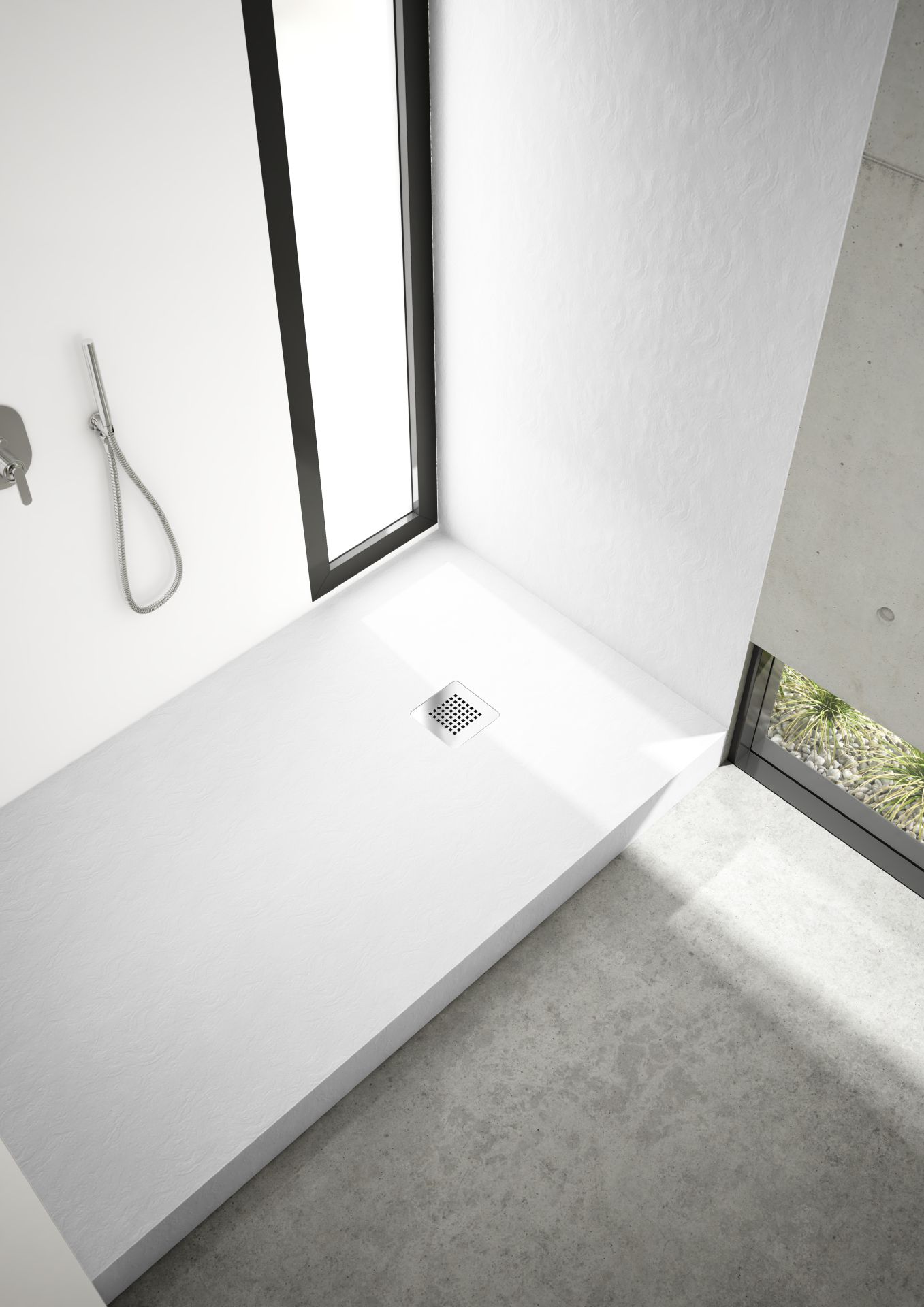 Schedpol New Horizons White Stone brodzik 80x80 cm kwadratowy biały 3.3300/B/ST-M2
