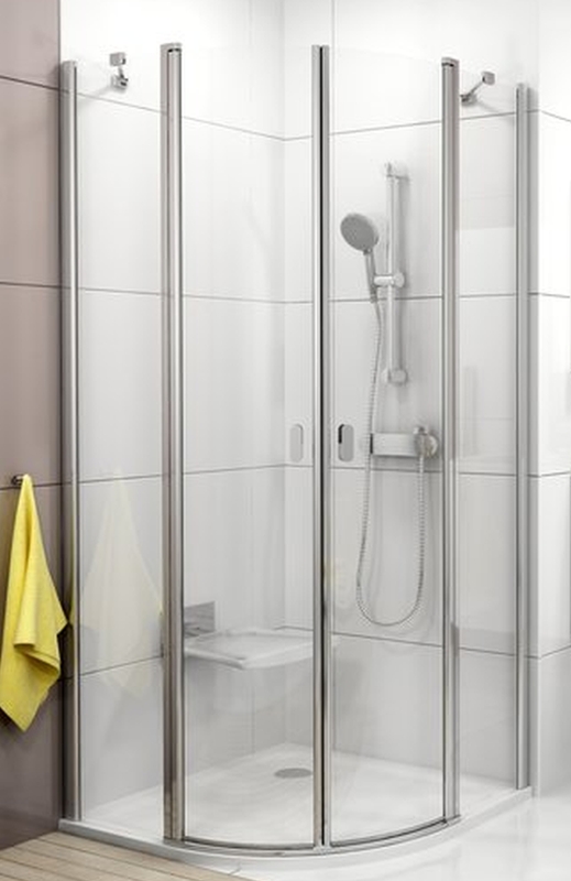 Ravak Chrome CSKK4-80 kabina prysznicowa 80x80 cm półokrągła satyna/szkło przezroczyste 3Q140U00Z1