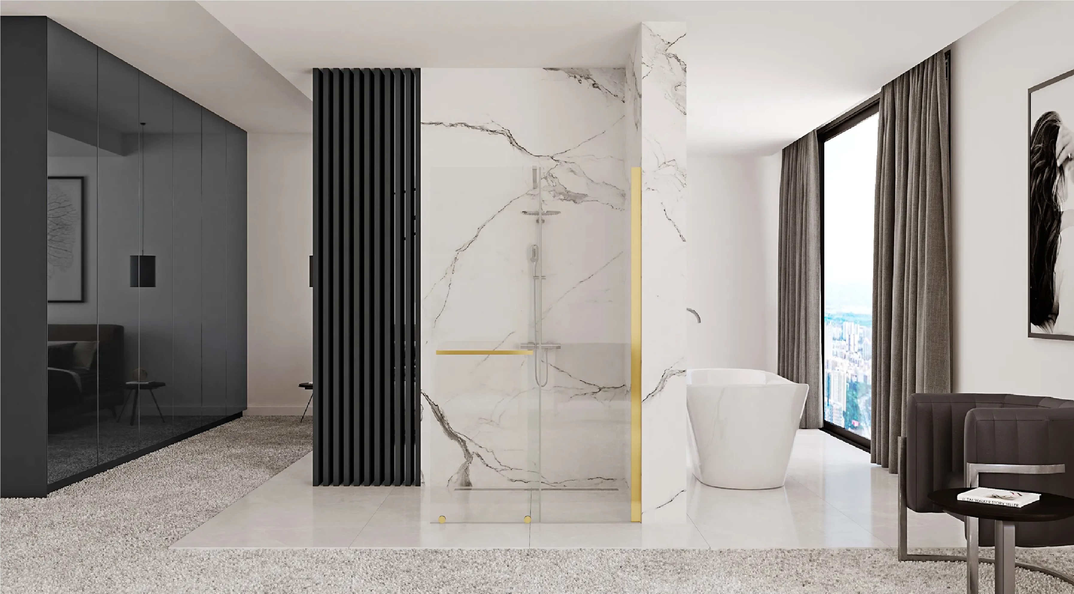 Rea Cortis Gold ścianka prysznicowa 120 cm Walk-In złoty/szkło przezroczyste REA-K8485 - Wysyłka w 24h