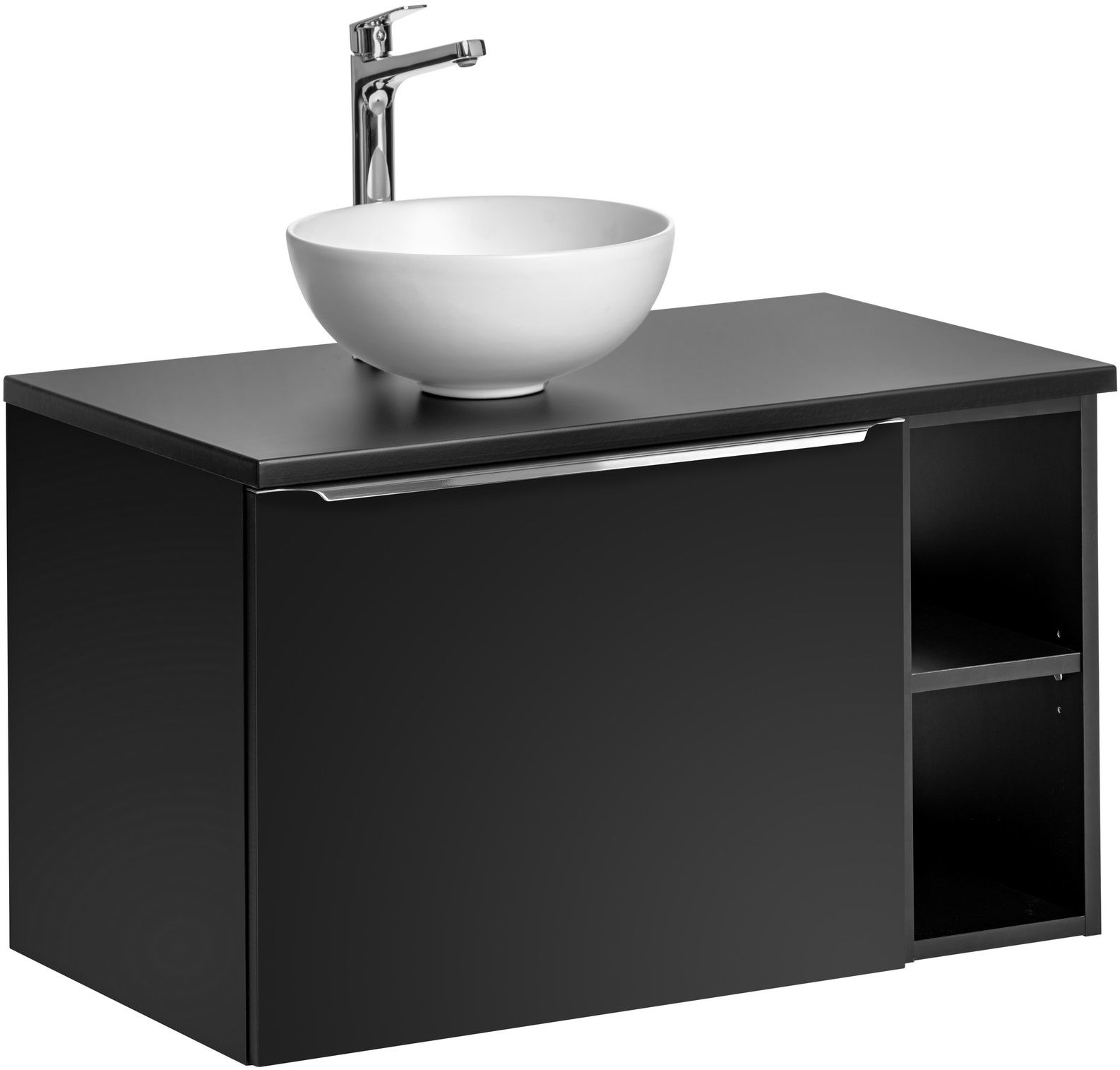 Zestaw meblowy Santa Fe Black szafka podumywalkowa 80 cm czarna z blatem, regałem i umywalką Domi SET-SFBL B 80CM UN.DOMI MW