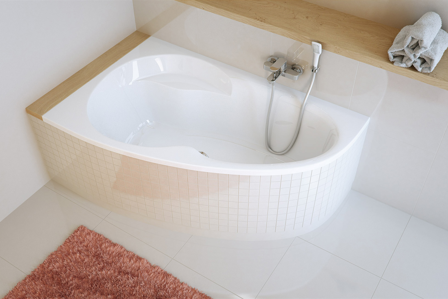 Excellent Newa Plus wanna narożna 160x95 cm lewa biała WAEX.NEL16WH