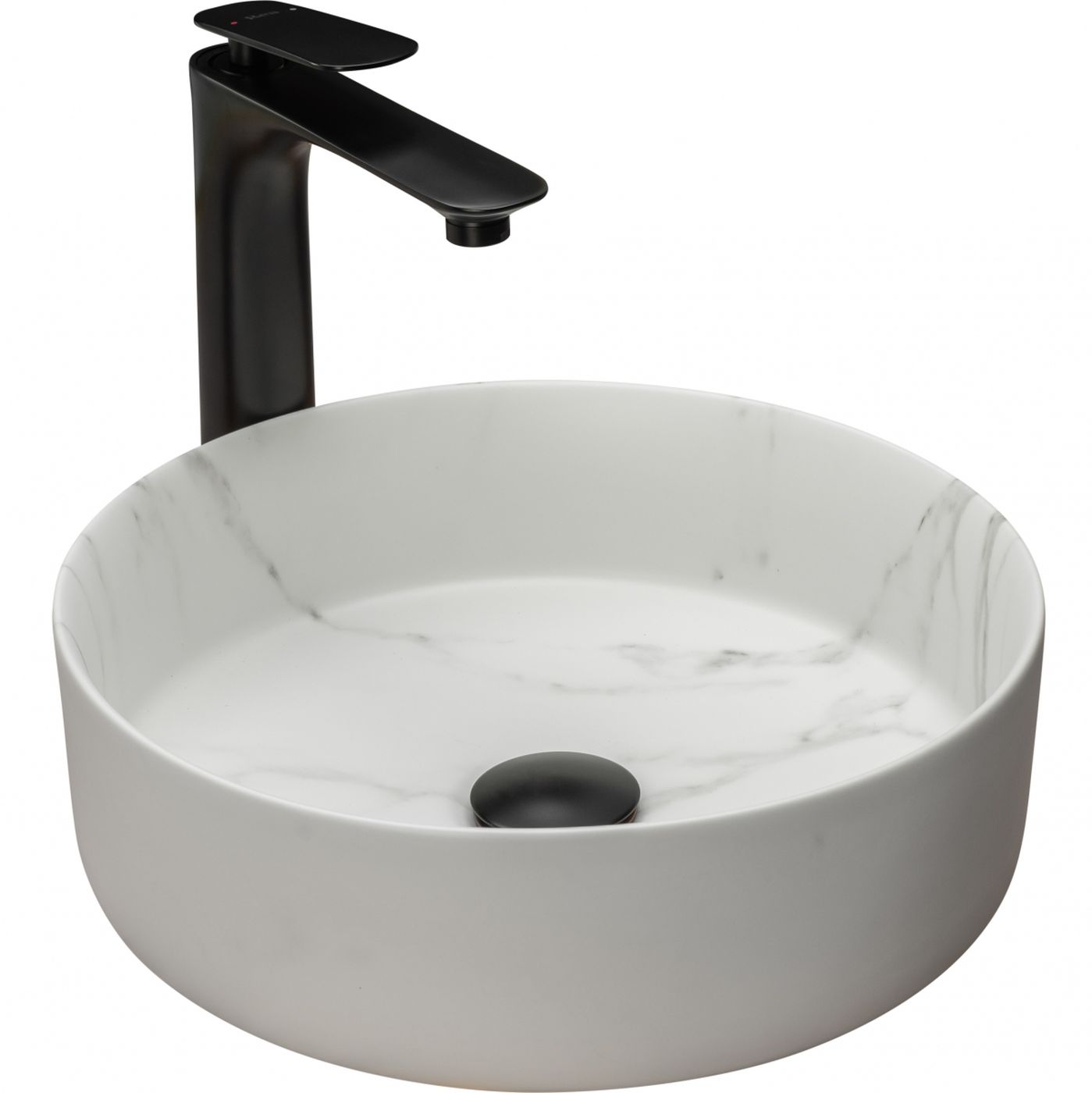 Rea Sami Marble umywalka 36 cm nablatowa okrągła imitacja kamienia REA-U8703