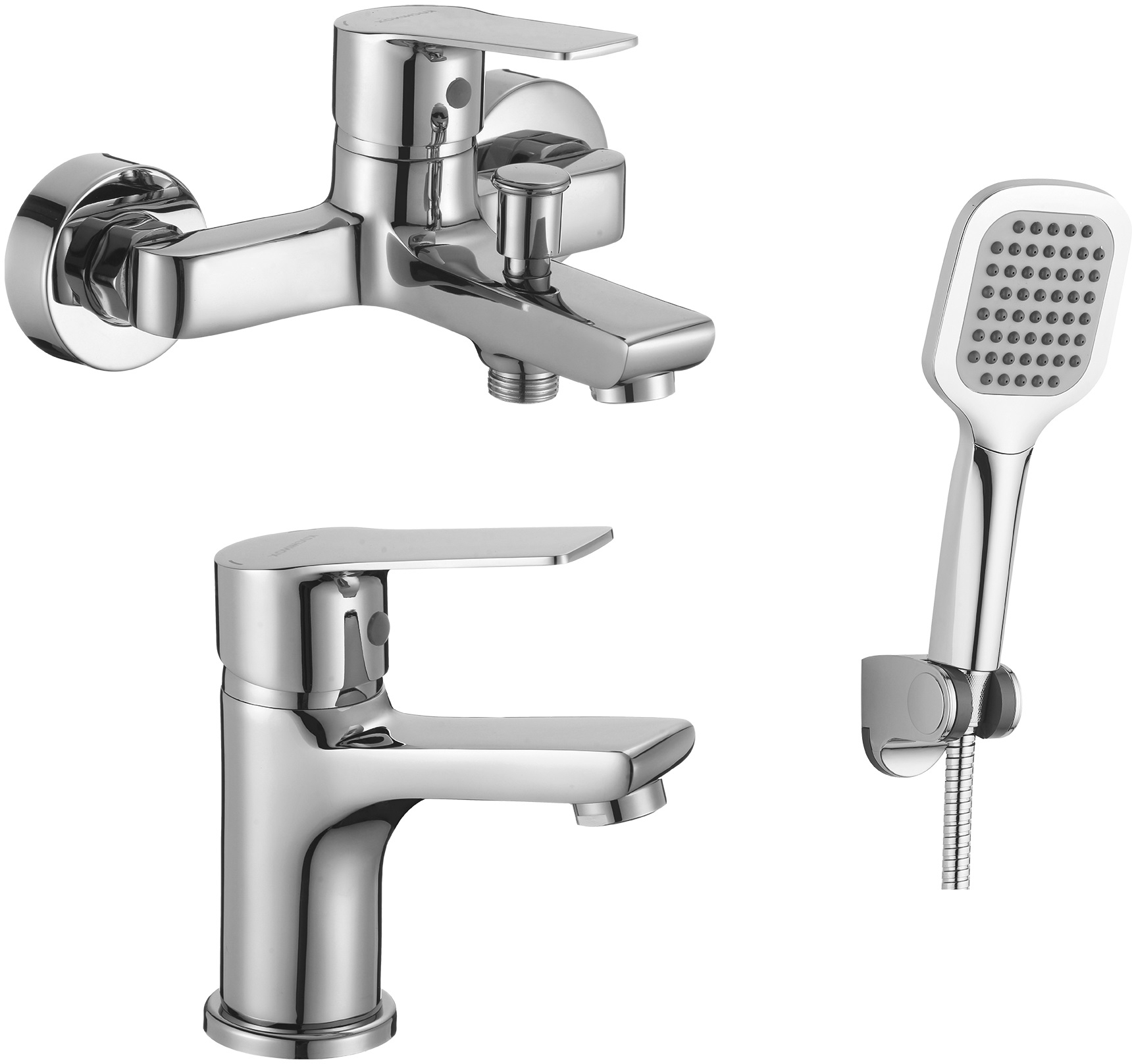 Kuchinox Borgo zestaw bateria umywalkowa i wannowa z kompletem natryskowym chrom BKBA011D
