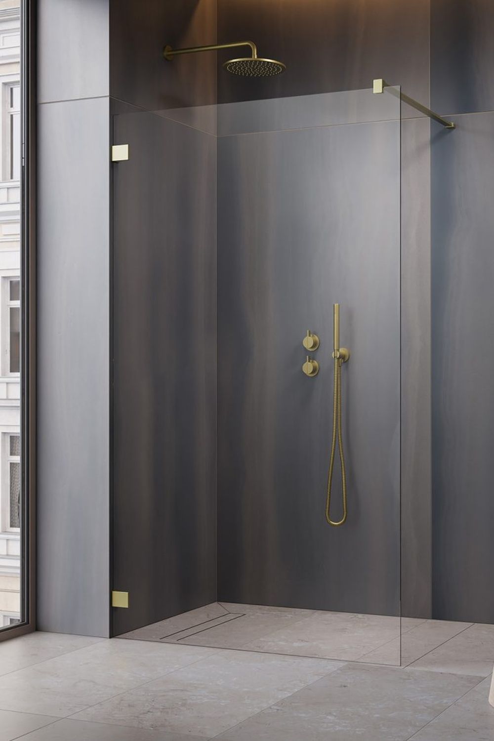 Radaway Essenza Pro Brushed Gold Walk-In ścianka prysznicowa 120 cm wolnostojąca złoty szczotkowany/szkło przezroczyste 10103120-99-01 - Wysyłka w 24h