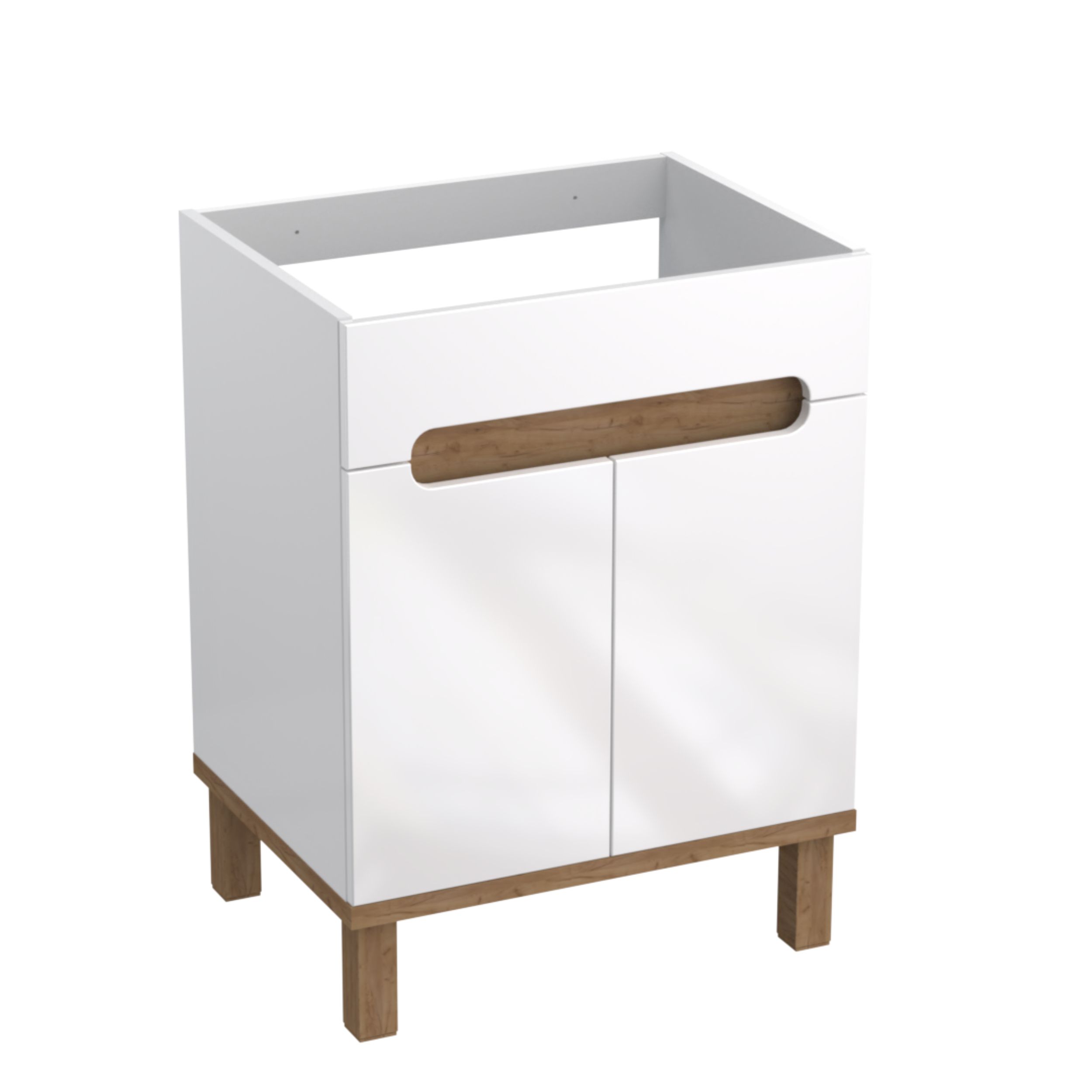 Strama Ovo szafka 59,7x45,6 cm podumywalkowa stojąca biały połysk/dąb craft złoty 12.100.00