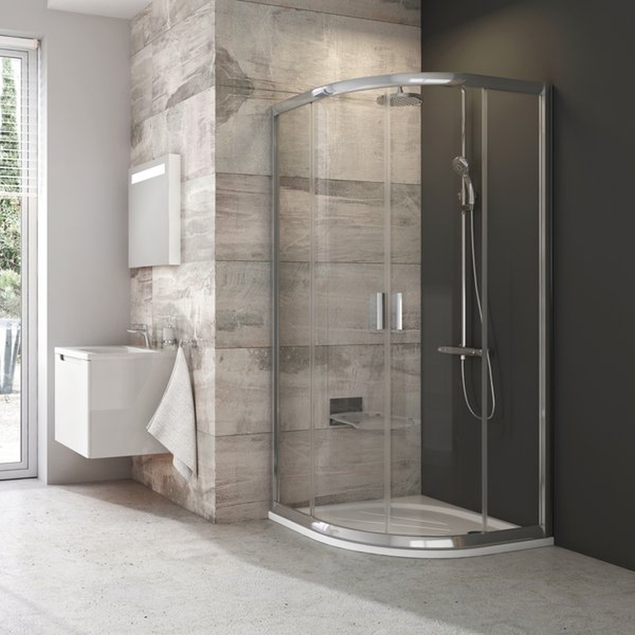 Ravak Blix BLCP4-90 kabina prysznicowa 90x90 cm półokrągła polerowane aluminium/grape 3B270C00ZG