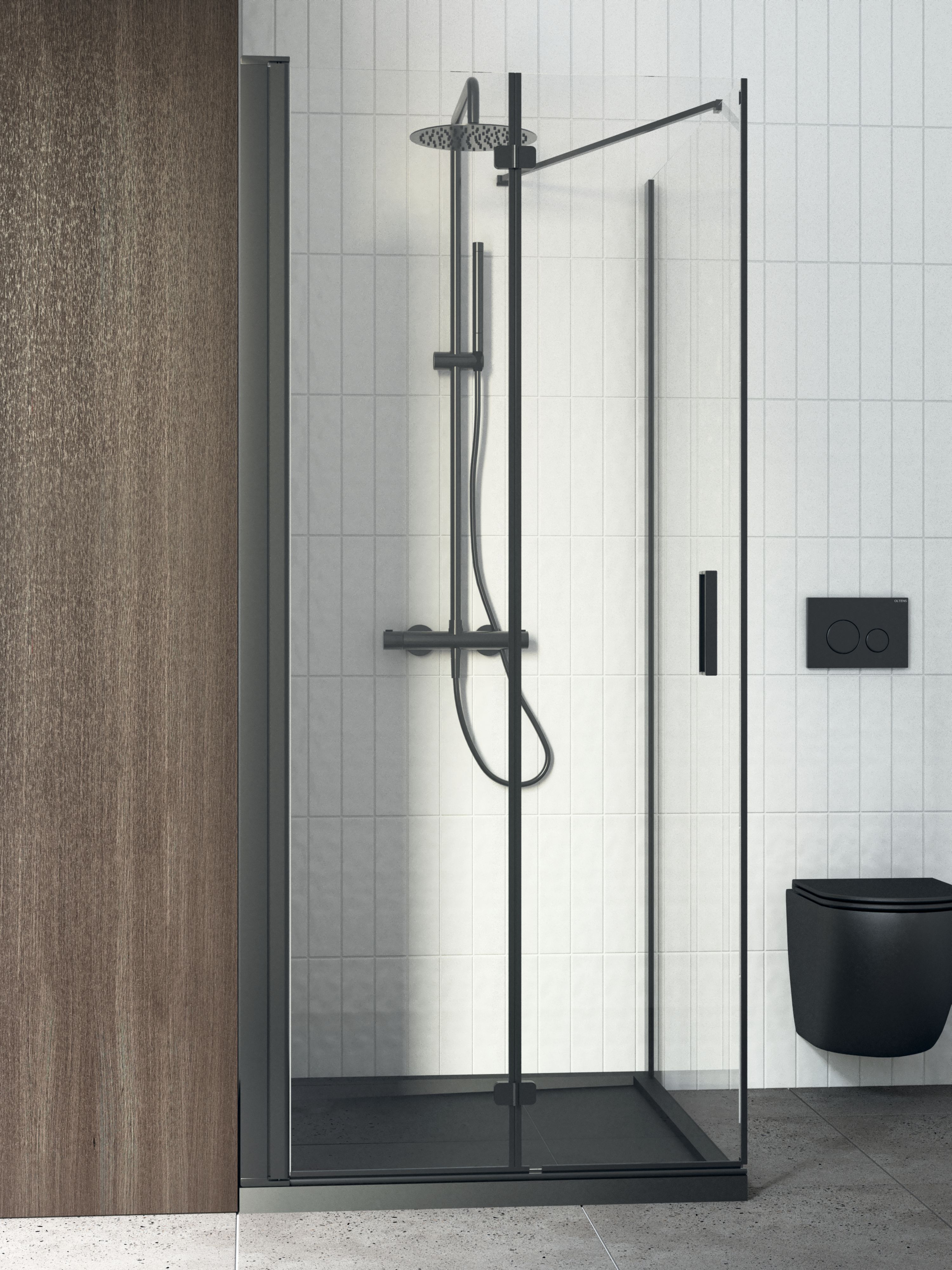Oltens Superior brodzik 100x80 cm prostokątny akrylowy czarny mat 15002300 - Wysyłka w 24h