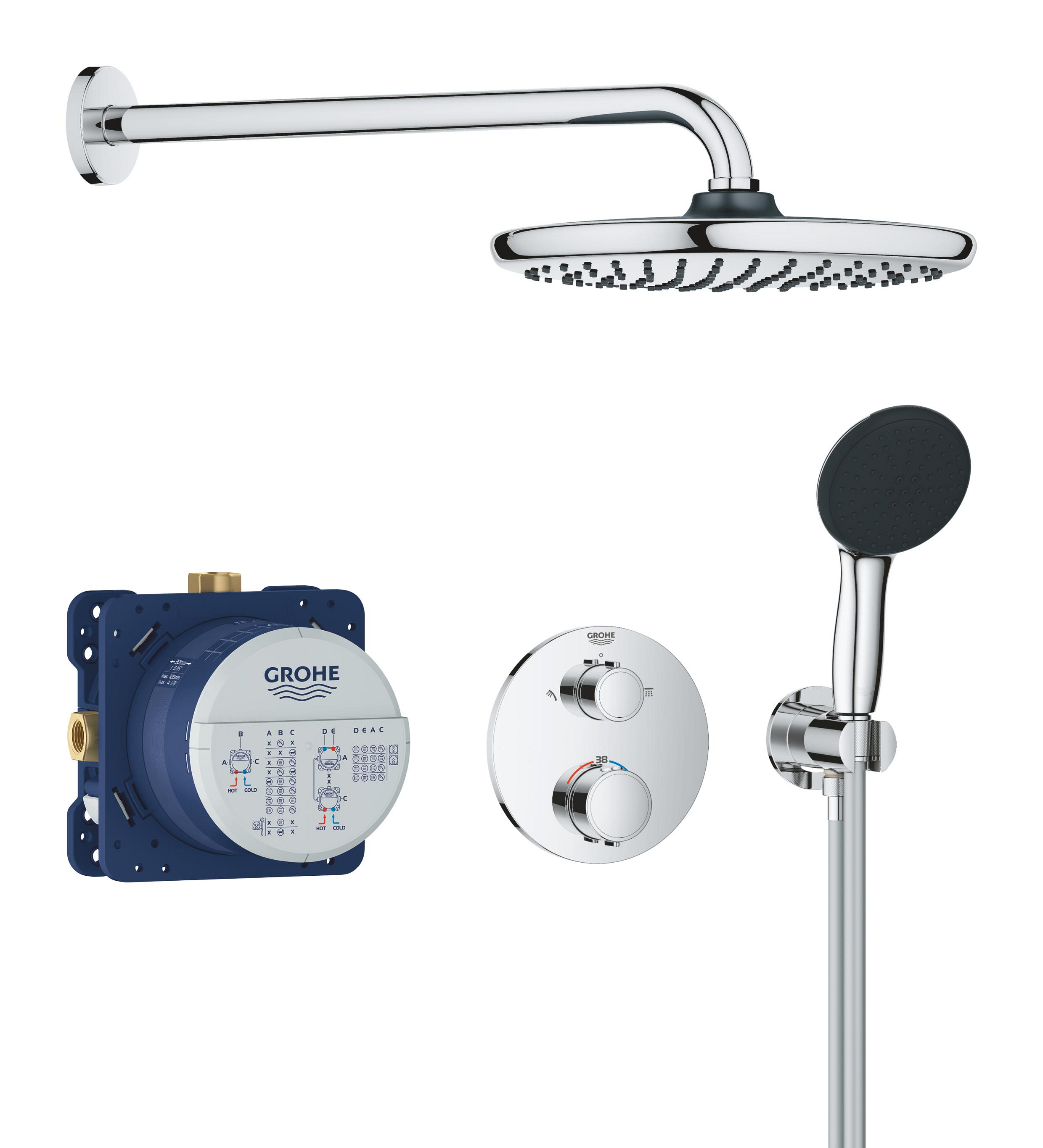 Grohe Vitalio Start zestaw prysznicowy podtynkowy termostatyczny z deszczownicą chrom 34883000 - Wysyłka w 24h