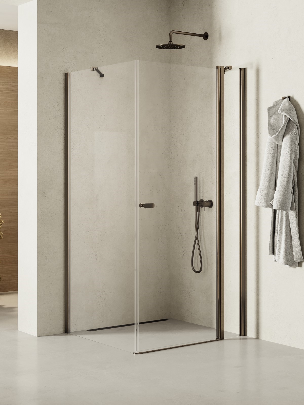 New Trendy New Soleo Gunmetal Brushed kabina prysznicowa 90x120 cm prostokątna grafitowy szczotkowany/szkło przezroczyste K-2154