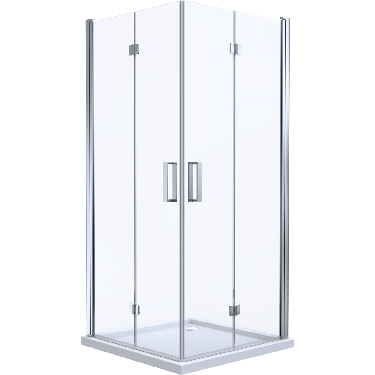 Zestaw Oltens Byske kabina prysznicowa 90 cm kwadratowa z brodzikiem Superior chrom/szkło przezroczyste (20002100, 17001000) - Wysyłka w 24h