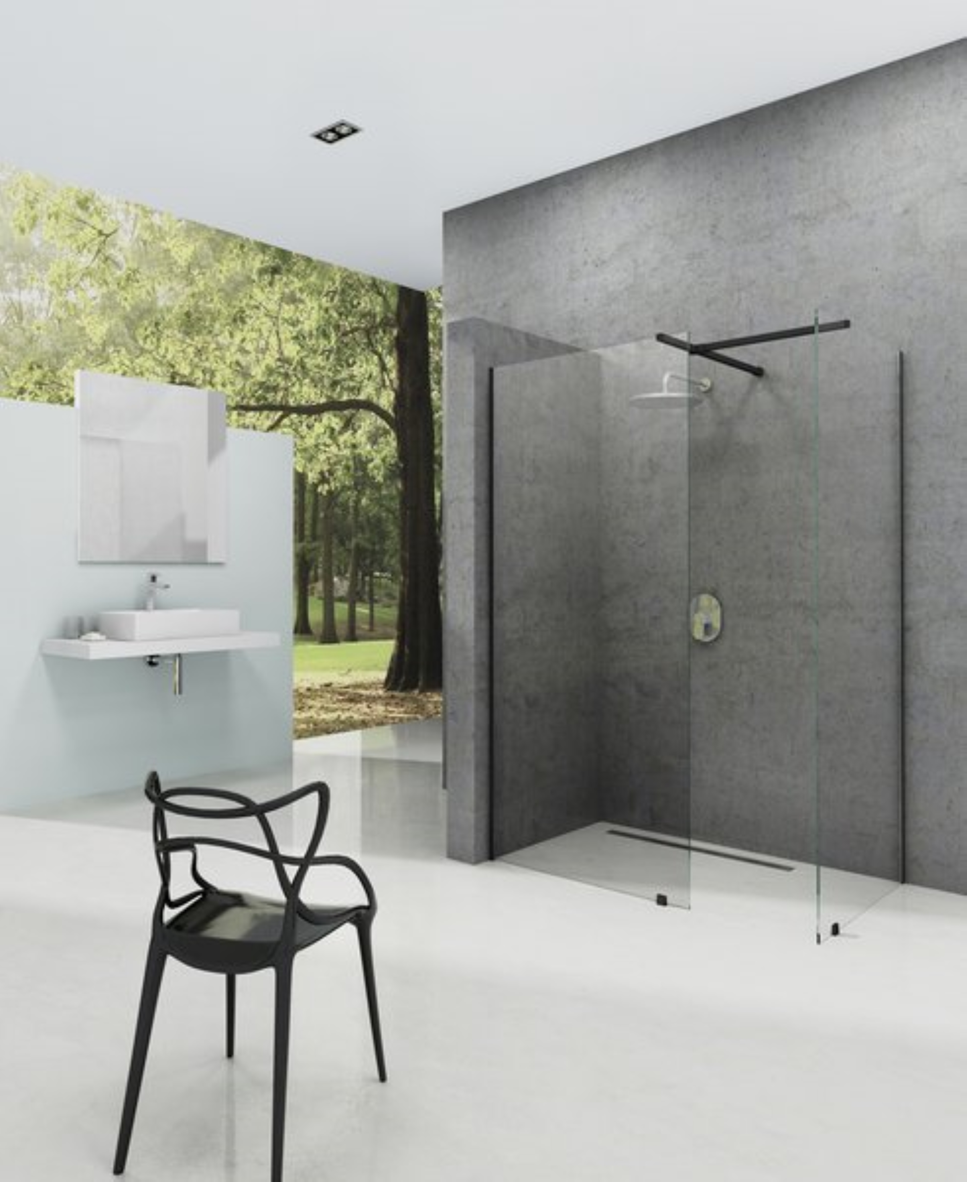 Ravak Walk-In ścianka prysznicowa walk-in 140 cm czarny mat/szkło przezroczyste GW9WM0300Z1