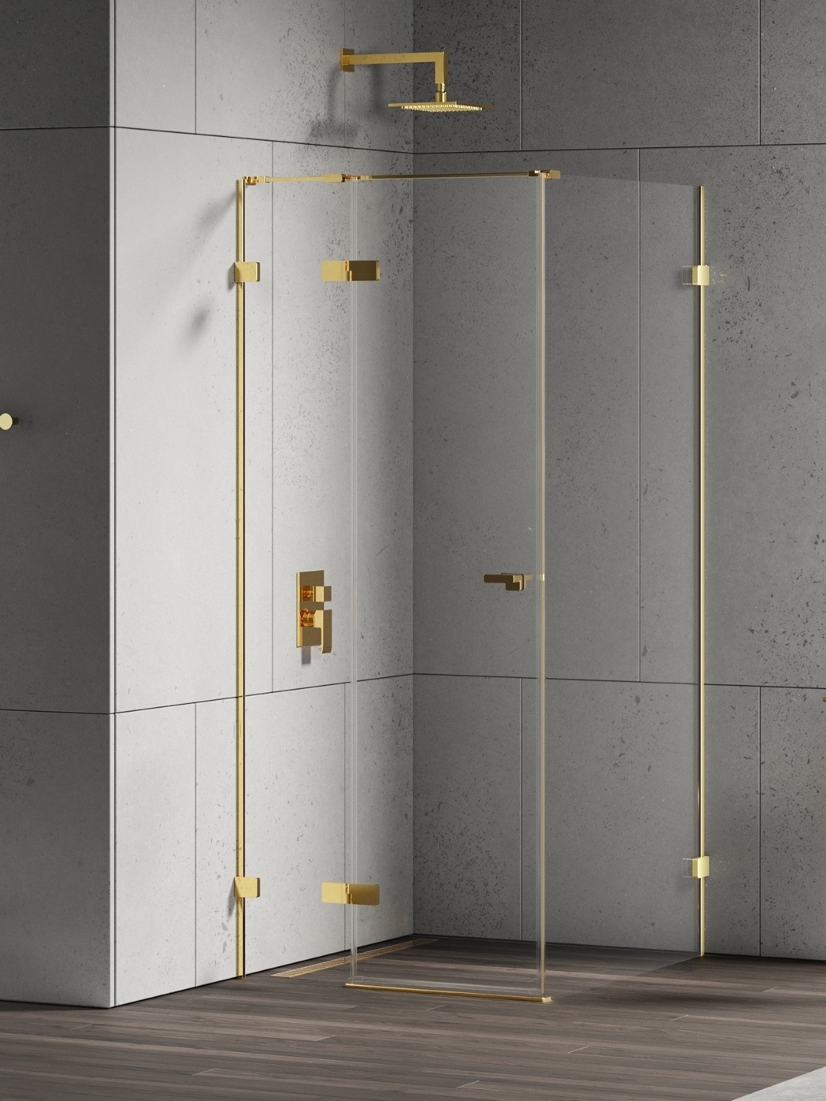 New Trendy Eventa Gold Shine kabina prysznicowa 90x120 cm prostokątna lewa złoty połysk/szkło przezroczyste EXK-4700