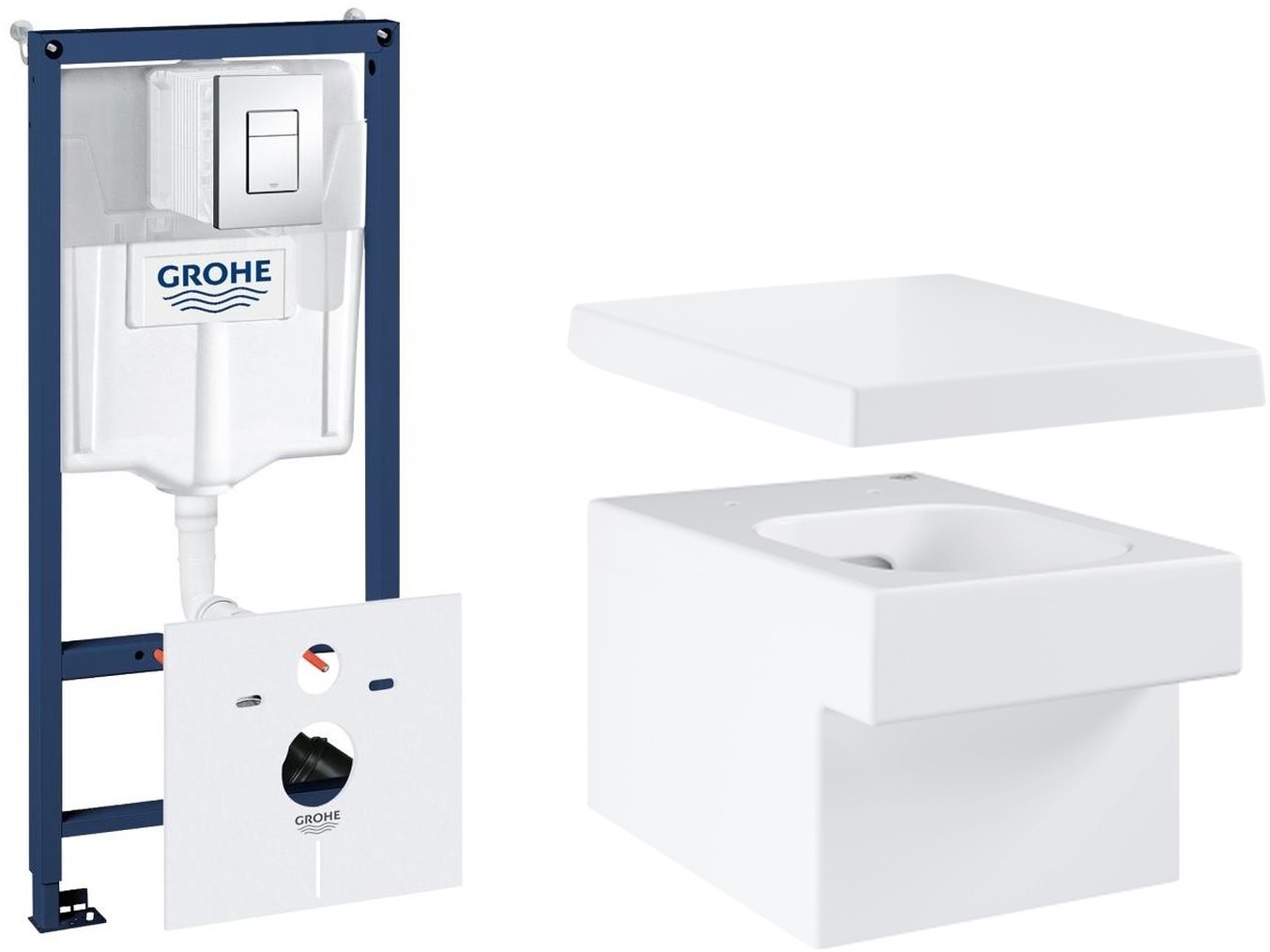 Grohe Cube Ceramic zestaw podtynkowy stelaż 5w1 z miską WC i deską wolnoopadającą (38827000, 3924500H, 39488000)