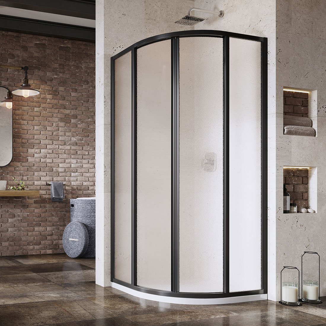 Ravak Supernova SKCP4-90 kabina prysznicowa 90x90 cm półokrągła czarny mat/szkło grape 3117O302ZG