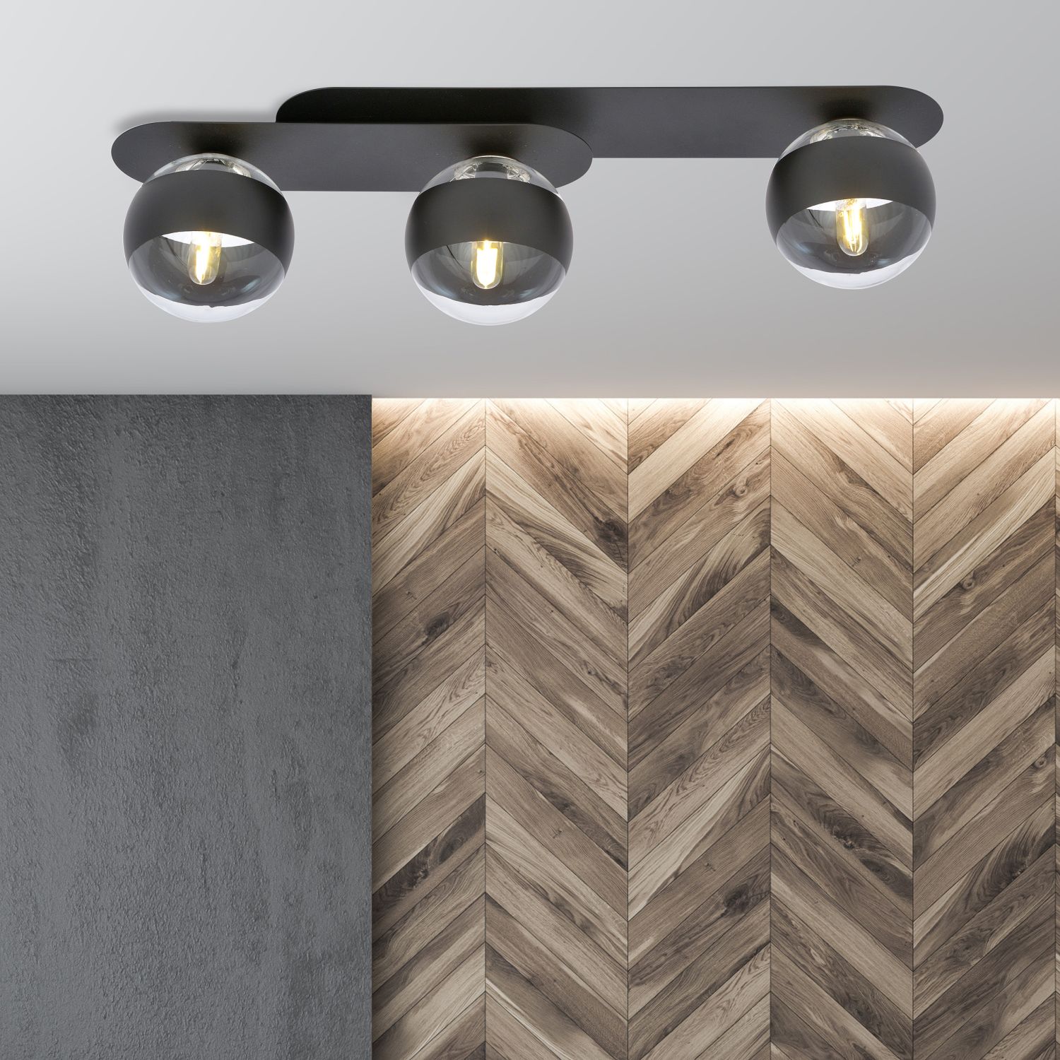 Emibig Plaza Stripe lampa podsufitowa 3x10 W czarna-przezroczysta 1121/3