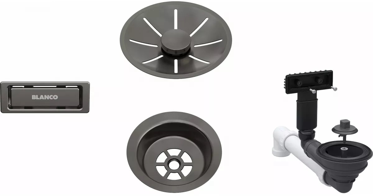 Blanco armatura przelewowo-odpływowa satin dark steel 207424
