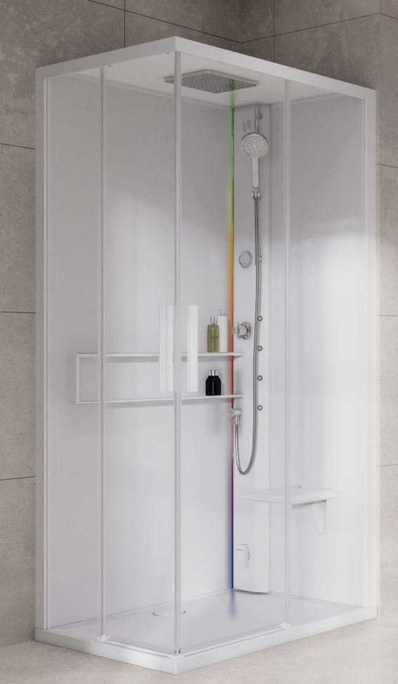 Novellini Glax 2 2.0 A kabina z hydromasażem 80x80 cm parowa z brodzikiem total white G22A80M5-1UU