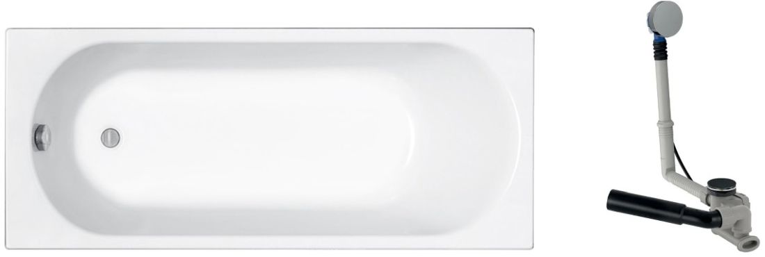 Zestaw Koło Opal Plus wanna prostokątna 140x70 cm z zestawem odpływowo-przelewowym Geberit chrom (XWP1240000, 150520216)